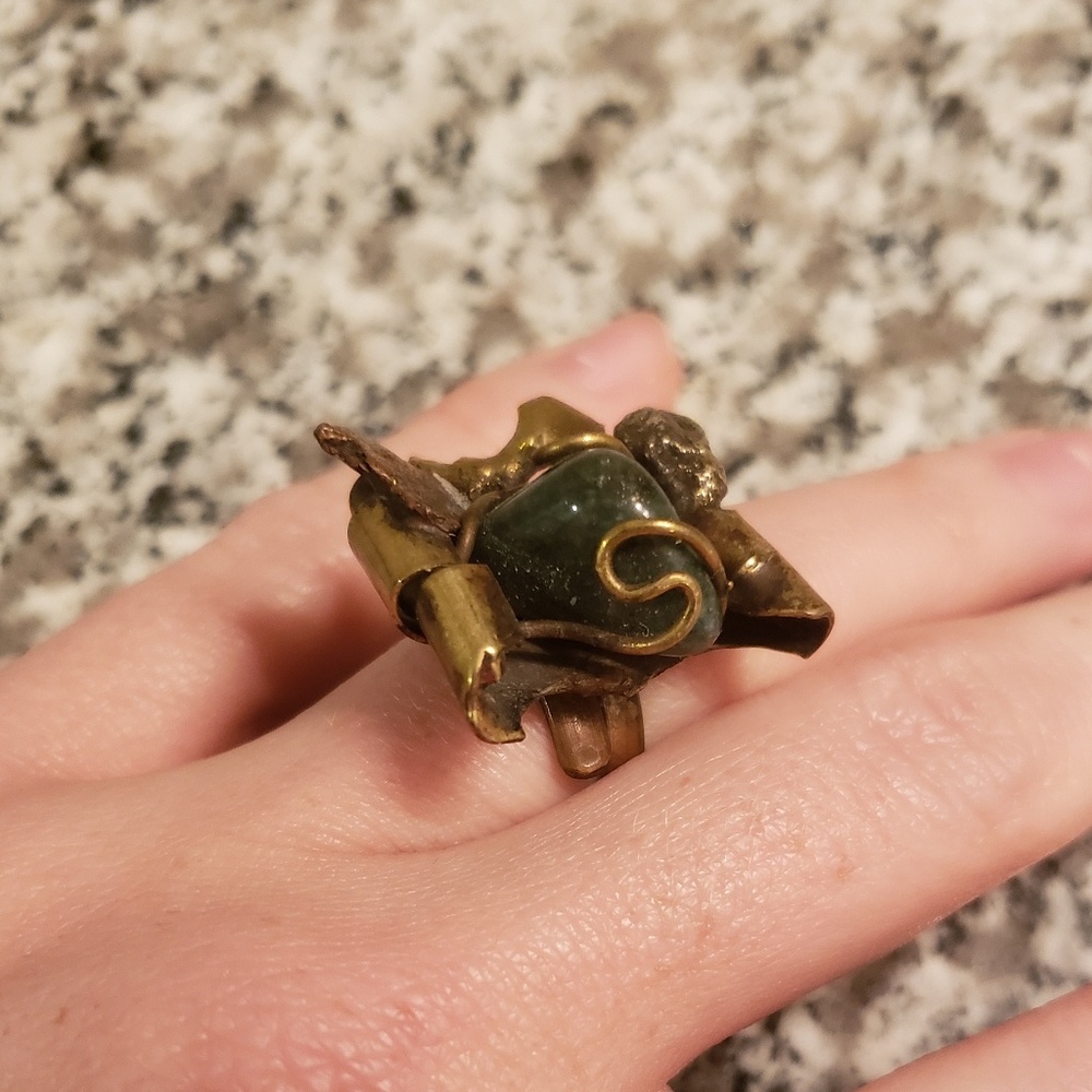 Art Deco Green Stone Ring